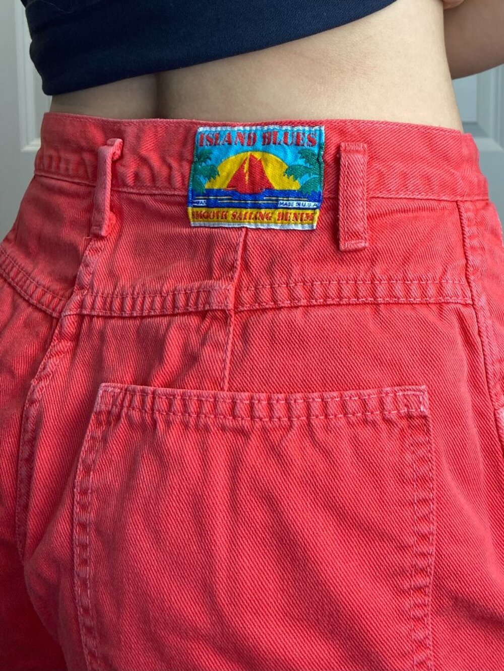 Island Blues Vintage Denim Shorts - Coral, Size 28
